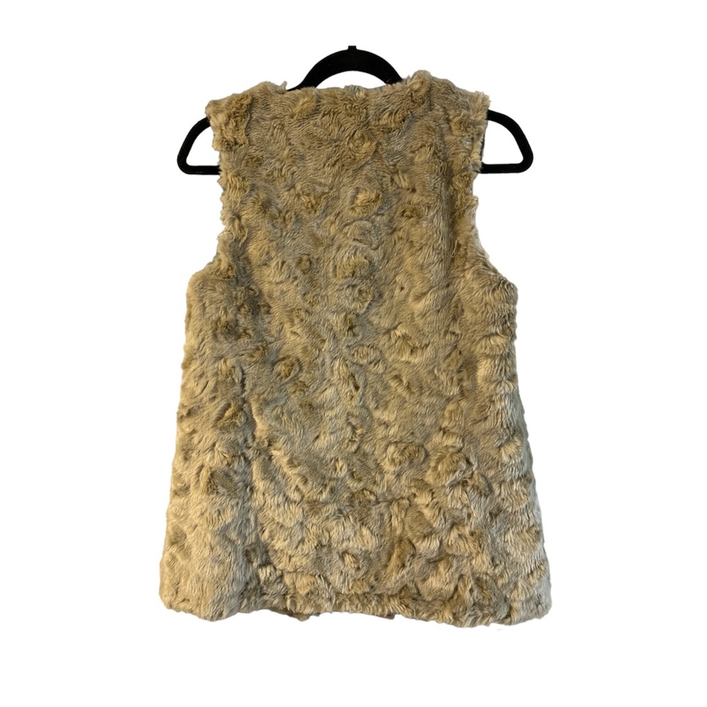A/X Armani Exchange Women faux fur Tan Small Pocket Lined Vest Jacket Zipper - Picture 2 of 7